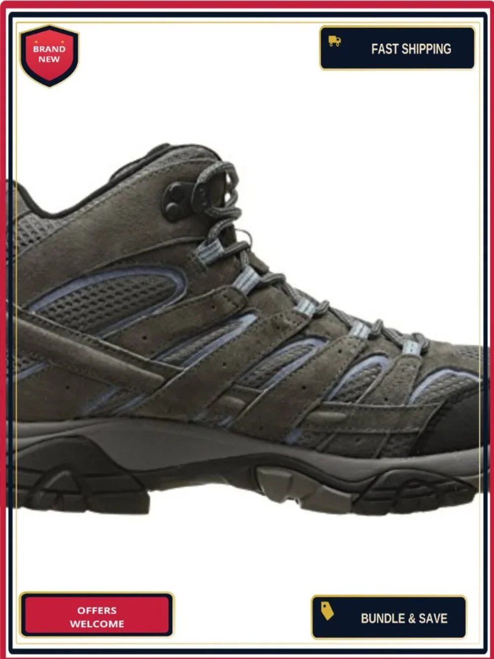 Waterproof Leather & Mesh Hiking Boots for Women - Ankle Height, Lace Up,